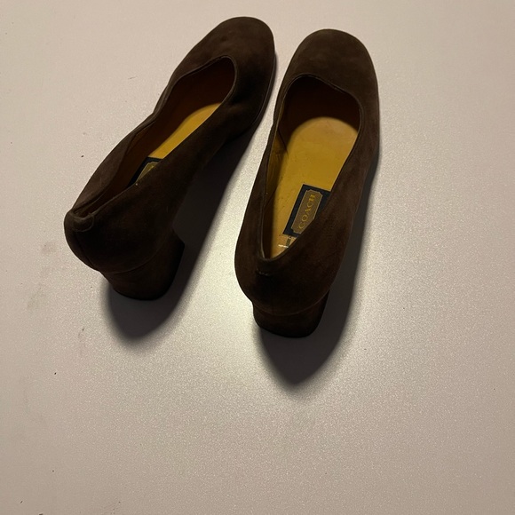 Coach women’s brown suede shoes made in Italy size 7.5 B Heel shoes Mules - Picture 5 of 13